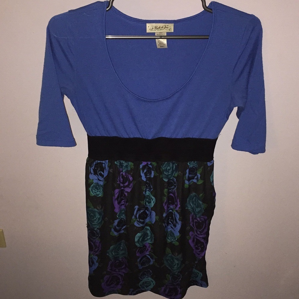 Blue and black flower dress